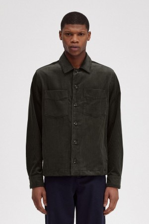 Field Green Fred Perry Cord Men's Shirts | CADFL59860