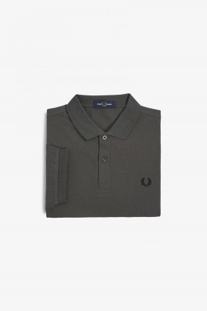 Field Green / Black Fred Perry M6000 Men's Polo Shirts | CAQCS10164