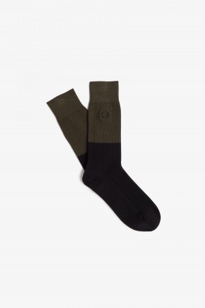 Field Green / Black Fred Perry Waffle Knit Accessories Socks | CACVG71572