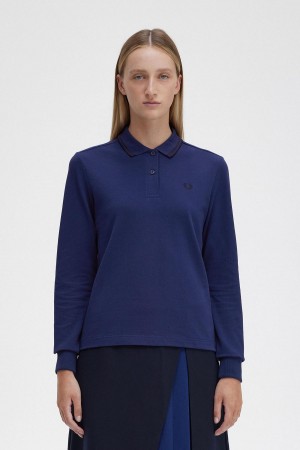 French Navy / Black / Black Fred Perry G3636 Women's Polo Shirts | CAEGJ69747