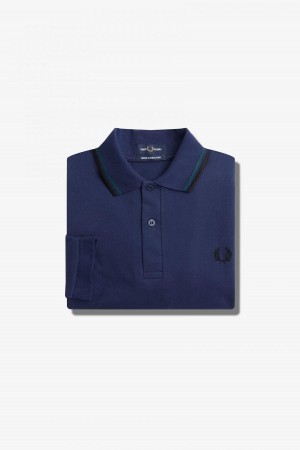 French Navy / Petrol Blue / Black Fred Perry M1212 Men's Fred Perry Shirt | QCAWA81996