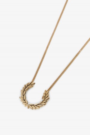 Gold Fred Perry Laurel Wreath Necklace Accessories Jewellery | TCAPQ76908