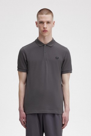 Gunmetal / Black Fred Perry M6000 Men's Polo Shirts | SCAVO15437