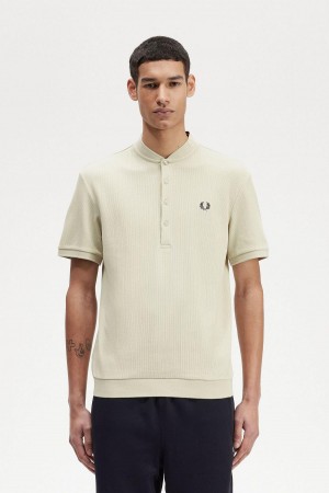 Light Oyster Fred Perry Henley Polo Men's T Shirts | FCAUI49721