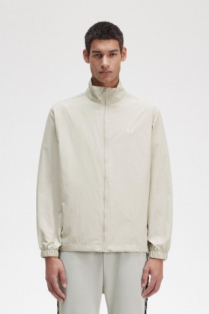 Light Oyster Fred Perry Woven Men's Track Jackets | LCASX96738