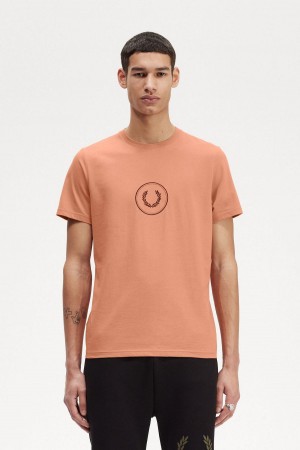 Light Rust Fred Perry Circle Branding Men's T Shirts | QCAUV93599