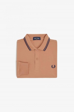 Light Rust / French Navy / French Navy Fred Perry M3636 Men's Polo Shirts | CADFL32064