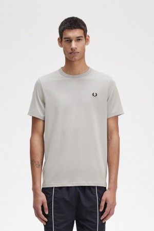 Limestone Fred Perry Ringer Men's T Shirts | CAJZR86367