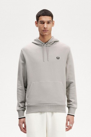 Limestone Fred Perry Tipped Hooded Men's Sweatshirts | TCAPQ66108