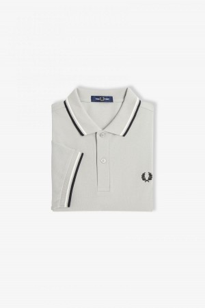 Limestone / Ecru / Black Fred Perry M3600 Men's Fred Perry Shirt | GCAEC37369