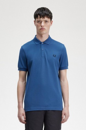 Midnight Blue / Black Fred Perry M6000 Men's Polo Shirts | QCAUV94143