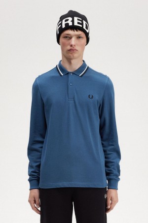 Midnight Blue / Snow White / Black Fred Perry M3636 Men's Polo Shirts | LCASX61577