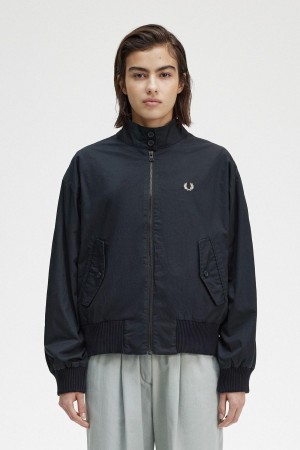 Navy Fred Perry Batwing Zip-Through Women's Coats | ACADF36578