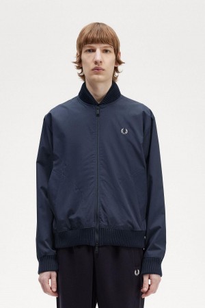 Navy Fred Perry Bomber Men's Coats | CACVG25018