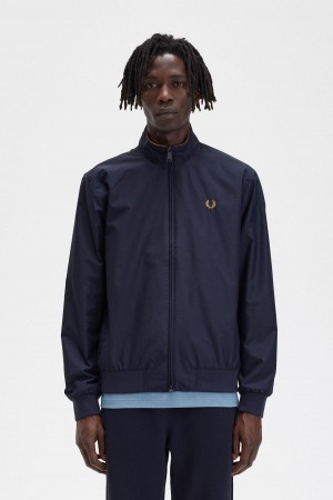 Navy Fred Perry Brentham Men's Coats | UCATG76950