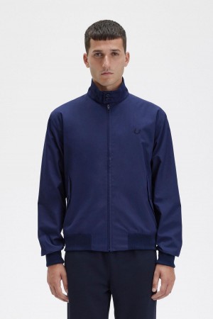 Navy Fred Perry Harrington Men's Coats | PCAER18025