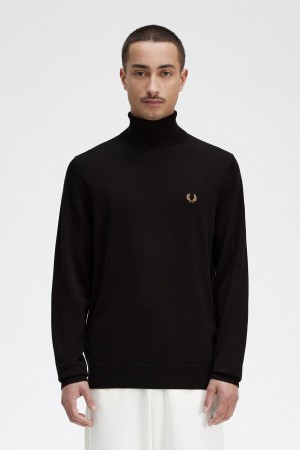 Navy Fred Perry Roll Neck Jumper Men's Knitwear | ACADF16110