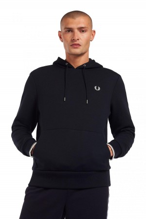 Navy Fred Perry Tipped Hooded Men's Sweatshirts | CACVG99364