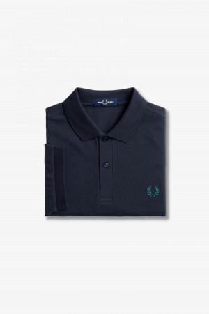 Navy / Cyber Blue Fred Perry M6000 Men's Fred Perry Shirt | LCASX12222