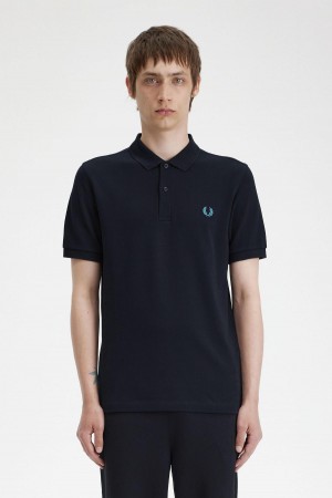 Navy / Cyber Blue Fred Perry M6000 Men's Polo Shirts | CAJBT93117