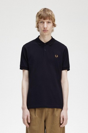 Navy / Dark Caramel Fred Perry M6000 Men's Polo Shirts | ECAHC69498