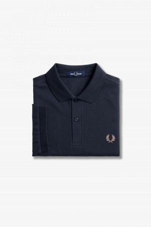 Navy / Dark Pink Fred Perry M6000 Men's Fred Perry Shirt | CAQCS29091