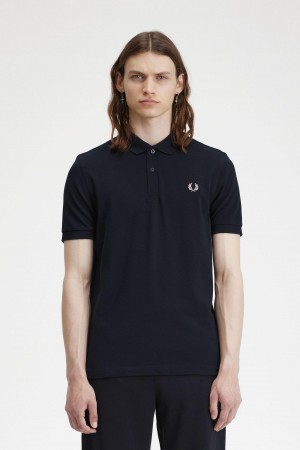 Navy / Dark Pink Fred Perry M6000 Men's Polo Shirts | SCANY79680