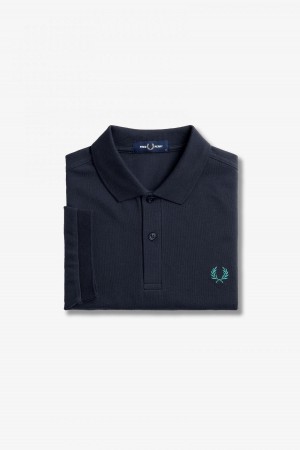 Navy / Deep Mint Fred Perry M6000 Men's Fred Perry Shirt | CACIF29026