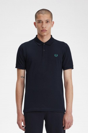 Navy / Deep Mint Fred Perry M6000 Men's Polo Shirts | BCASO50497