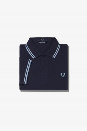 Navy / Ice / Ice Fred Perry M12 Men's Fred Perry Shirt | ACADF95400