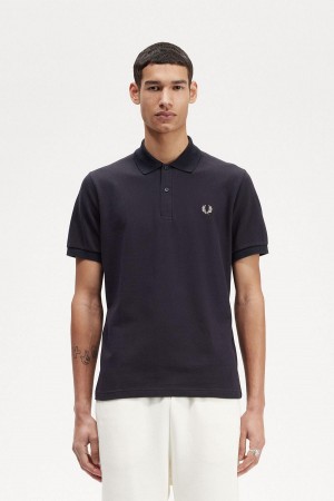 Navy / Light Oyster Fred Perry M3 Men's Polo Shirts | CAZDE56083