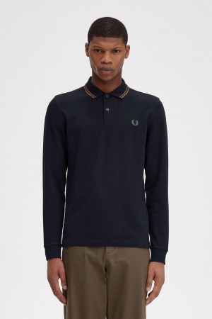 Navy / Nut Flake / Field Green Fred Perry M3636 Men's Polo Shirts | LCATR24348