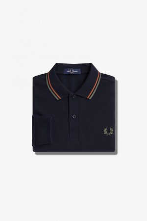 Navy / Nut Flake / Field Green Fred Perry M3636 Men's Fred Perry Shirt | TCAPQ50127