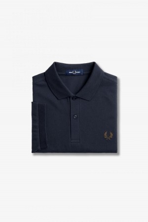 Navy / Shaded Stone Fred Perry M6000 Men's Fred Perry Shirt | CAZDE32938