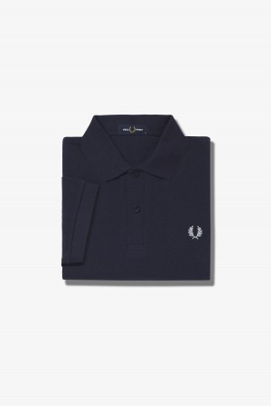 Navy / Snow White Fred Perry M6000 Men's Fred Perry Shirt | ZCAMJ48070