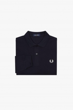 Navy / White Fred Perry M6006 Men's Fred Perry Shirt | YCAVQ89999