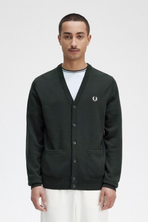 Night Green Fred Perry Classic Cardigan Men's Knitwear | CACVG37756