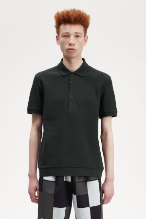 Night Green Fred Perry Honeycomb Cotton Polo Shirt Men's Polo Shirts | MCAFT44451