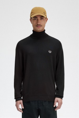 Night Green Fred Perry Roll Neck Jumper Men's Knitwear | CAQCS11886