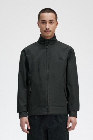 Night Green Fred Perry Waxed Cotton Men's Coats | ACADF81376