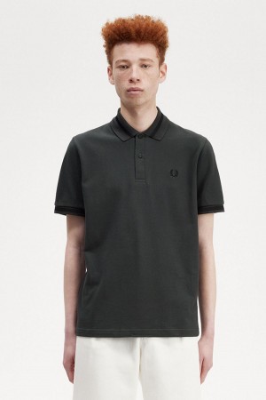 Night Green / Black Fred Perry M2 Men's Polo Shirts | CAIIZ86938