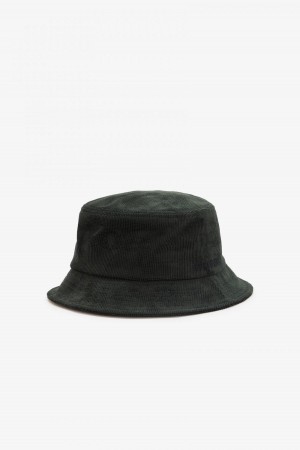 Night Green / Black Fred Perry Waffle Cord Bucket Accessories Hat | CAQAV59542