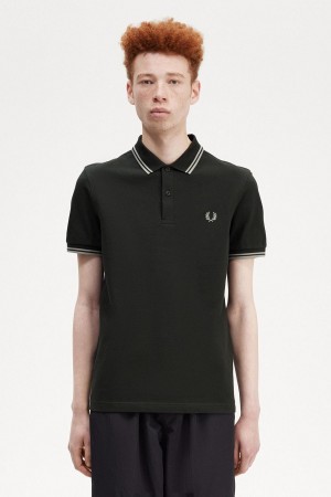 Night Green / Seagrass / Seagrass Fred Perry M3600 Men's Polo Shirts | CAJBT58511