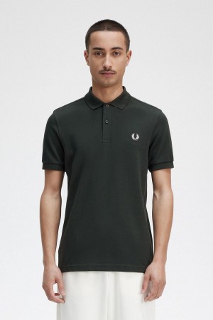 Night Green / Snow White Fred Perry M6000 Men's Polo Shirts | CAJKU74062