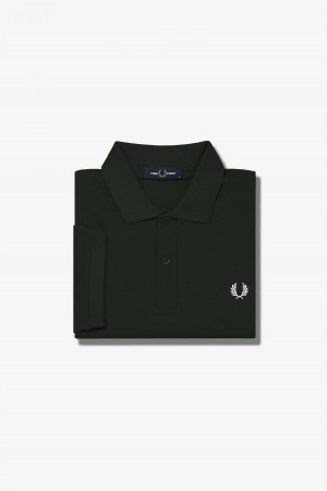 Night Green / Snow White Fred Perry M6000 Men's Fred Perry Shirt | CAEGJ23395