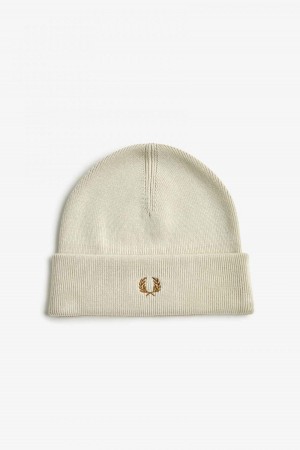 Oatmeal / Dark Caramel Fred Perry Classic Accessories Beanie | FCAUI60277