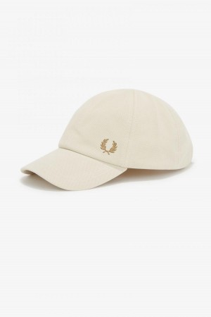 Oatmeal / Dark Caramel Fred Perry Classic Piqué Accessories Cap | CAQCS58897