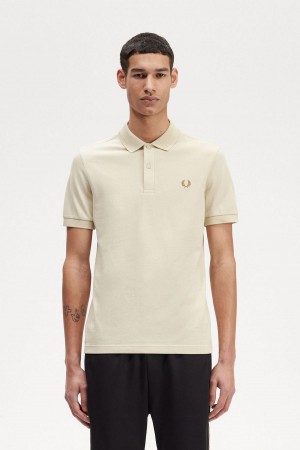 Oatmeal / Dark Caramel Fred Perry M6000 Men's Polo Shirts | DCAKV52406