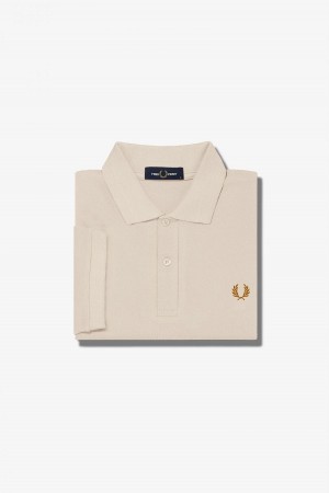 Oatmeal / Dark Caramel Fred Perry M6000 Men's Fred Perry Shirt | CAIIZ96691