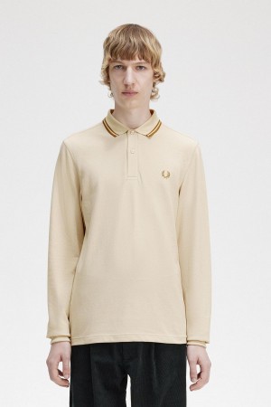 Oatmeal / Dark Caramel / Dark Caramel Fred Perry M3636 Men's Polo Shirts | BCASO22688